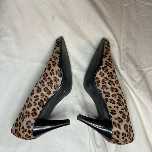Franco Sarto | Tan Brown Leopard Print Leather Calf Hair 3” Heel Sz 8 - Picture 7 of 12